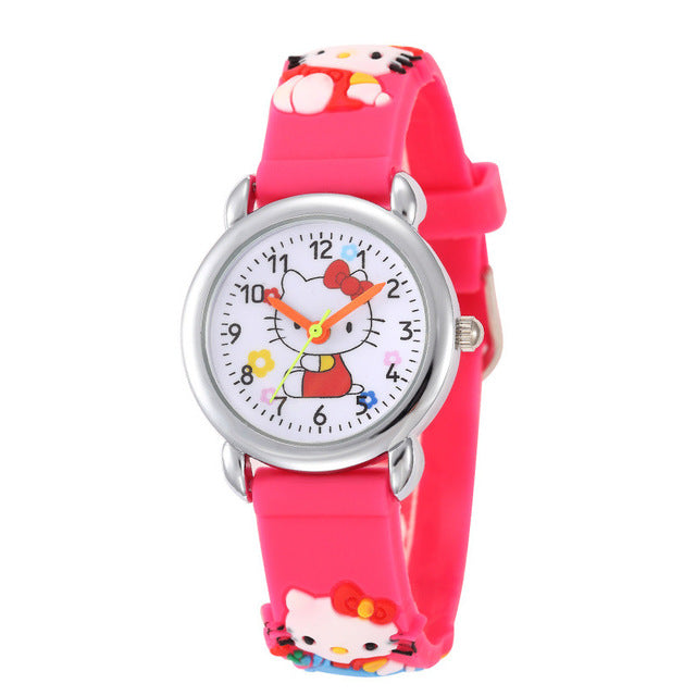 Cartoon Children Watch Kids Gift Superman Spiderman Pink Kitten Football Wristwatch Boys Girls Quartz Wristwatch Clock relogio