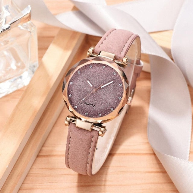 Women Watch Rhinestone Romantic Starry Sky WristWatch Fashion Ladies Leather Watch Clock for Women Relogio Feminino Montre Femme