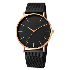 Fashion Casual Watch Womens Metal Hour Reloj Mujer Quartz Wristwatch Simple Montre Femme Mesh Black Stainless Steel Bracelet saa