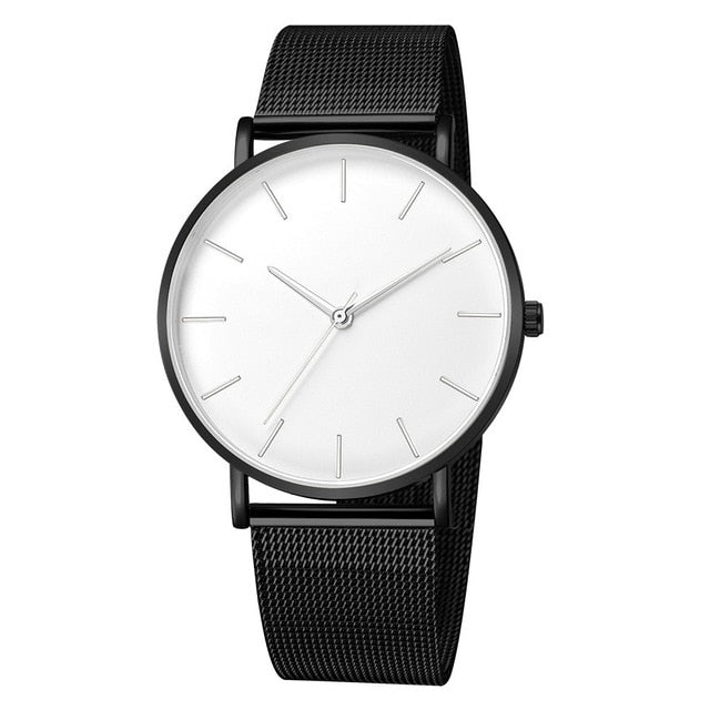 Fashion Casual Watch Womens Metal Hour Reloj Mujer Quartz Wristwatch Simple Montre Femme Mesh Black Stainless Steel Bracelet saa