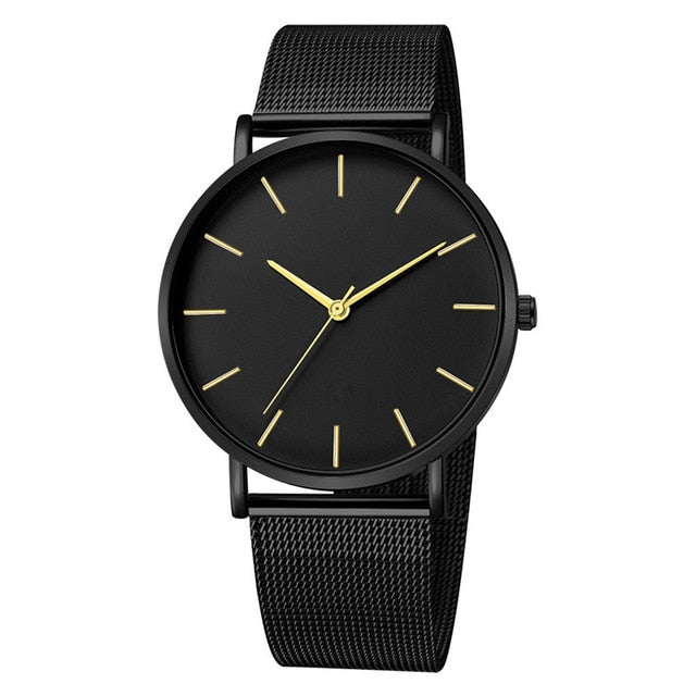 Fashion Casual Watch Womens Metal Hour Reloj Mujer Quartz Wristwatch Simple Montre Femme Mesh Black Stainless Steel Bracelet saa