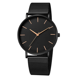 Fashion Casual Watch Womens Metal Hour Reloj Mujer Quartz Wristwatch Simple Montre Femme Mesh Black Stainless Steel Bracelet saa