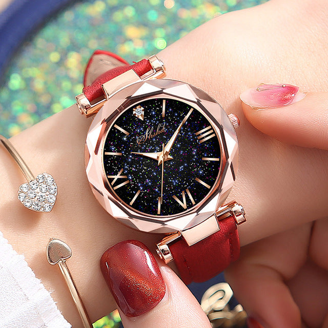 Women Watches 2020 Fashion Starry Sky Lady Quartz Wristwatch Female Clock Casual Leather Band Watch reloj mujer relogio feminino