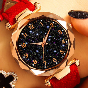 Casual Romantic Starry Sky Watches For Women Fashion Leather Band Quartz Wrist Watch Women Watches Ladies Clock Relogio Feminino