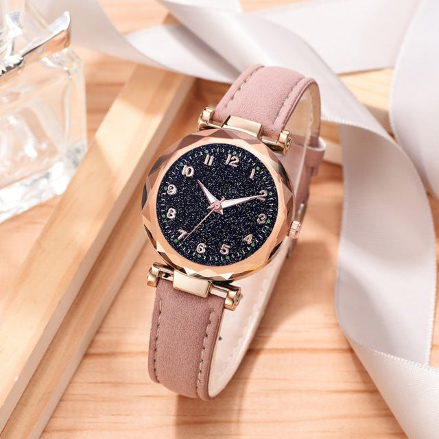 Casual Romantic Starry Sky Watches For Women Fashion Leather Band Quartz Wrist Watch Women Watches Ladies Clock Relogio Feminino