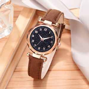 Casual Romantic Starry Sky Watches For Women Fashion Leather Band Quartz Wrist Watch Women Watches Ladies Clock Relogio Feminino