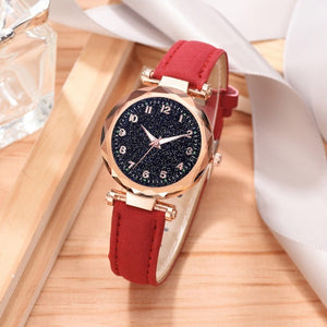 Casual Romantic Starry Sky Watches For Women Fashion Leather Band Quartz Wrist Watch Women Watches Ladies Clock Relogio Feminino