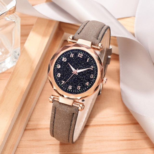 Casual Romantic Starry Sky Watches For Women Fashion Leather Band Quartz Wrist Watch Women Watches Ladies Clock Relogio Feminino