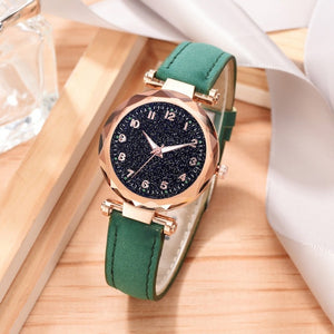 Casual Romantic Starry Sky Watches For Women Fashion Leather Band Quartz Wrist Watch Women Watches Ladies Clock Relogio Feminino