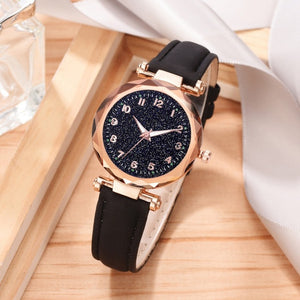 Casual Romantic Starry Sky Watches For Women Fashion Leather Band Quartz Wrist Watch Women Watches Ladies Clock Relogio Feminino