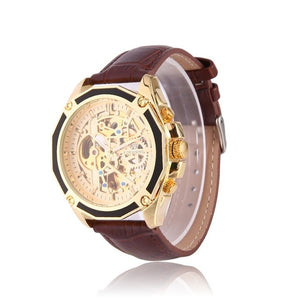 Life Waterproof Fully Automatic Mechanical Men's Watch Fashion Exquisite Hollow Out Watch Dial Embossed Patterns Watchband