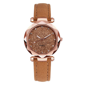 Casual Ladies Fashion Korean Leather Rhinestone Rose Gold Quartz Watch Female Belt Watch High Quality Simple Dress Gfit часы