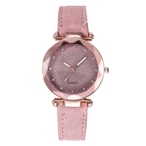 Casual Ladies Fashion Korean Leather Rhinestone Rose Gold Quartz Watch Female Belt Watch High Quality Simple Dress Gfit часы