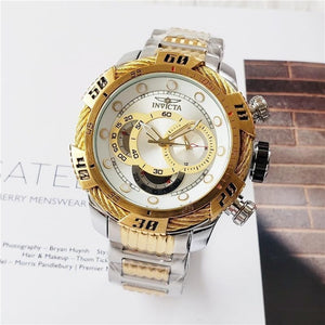 Creative Golden Men Quartz Wristwatches 3D Dial Design Full Steel Calendar Waterproof Big Watches Top Brand Luxury Clock 674