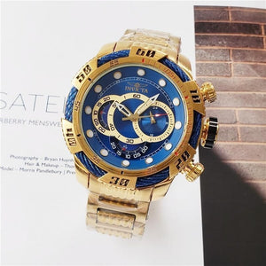 Creative Golden Men Quartz Wristwatches 3D Dial Design Full Steel Calendar Waterproof Big Watches Top Brand Luxury Clock 674