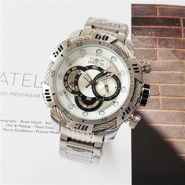 Creative Golden Men Quartz Wristwatches 3D Dial Design Full Steel Calendar Waterproof Big Watches Top Brand Luxury Clock 674